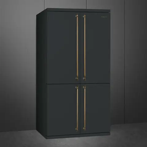 SMEG מקרר מקפיא תחתון 4 דלתות 92 ס"מ שחור גרפיט Total No Frost סדרת Colonial תוצרת SMEG דגם FQ60CAO5